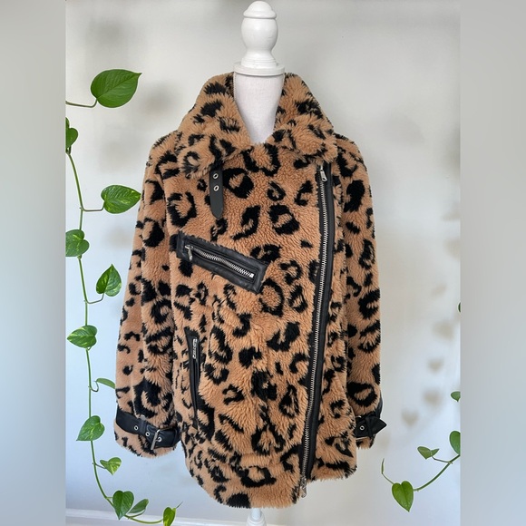Avec Les Filles Faux Fur Moto Teddy Jacket - Picture 2 of 16
